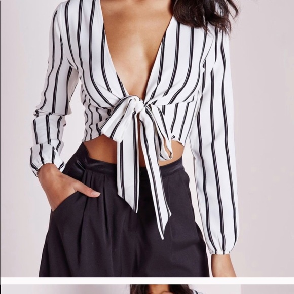Missguided stripe tie front crop top - Picture 5 of 10
